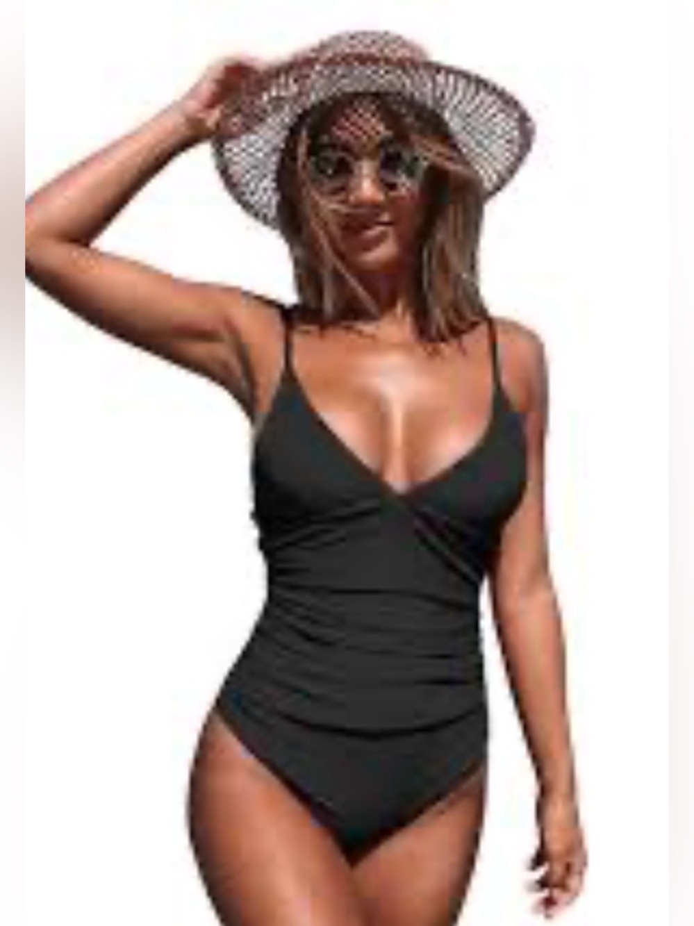NWT Embrace your Curves Black V-Neck One-Piece Swimsuit